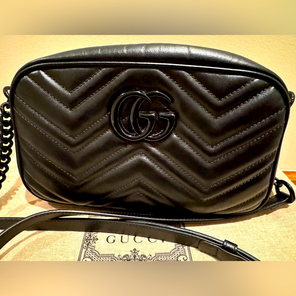 Gucci all black small Marmont bag